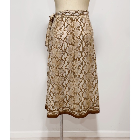 MICHAEL Michael Kors Python Snakeskin Print Animal Print Wrap Midi Skirt Size S - Picture 3 of 6
